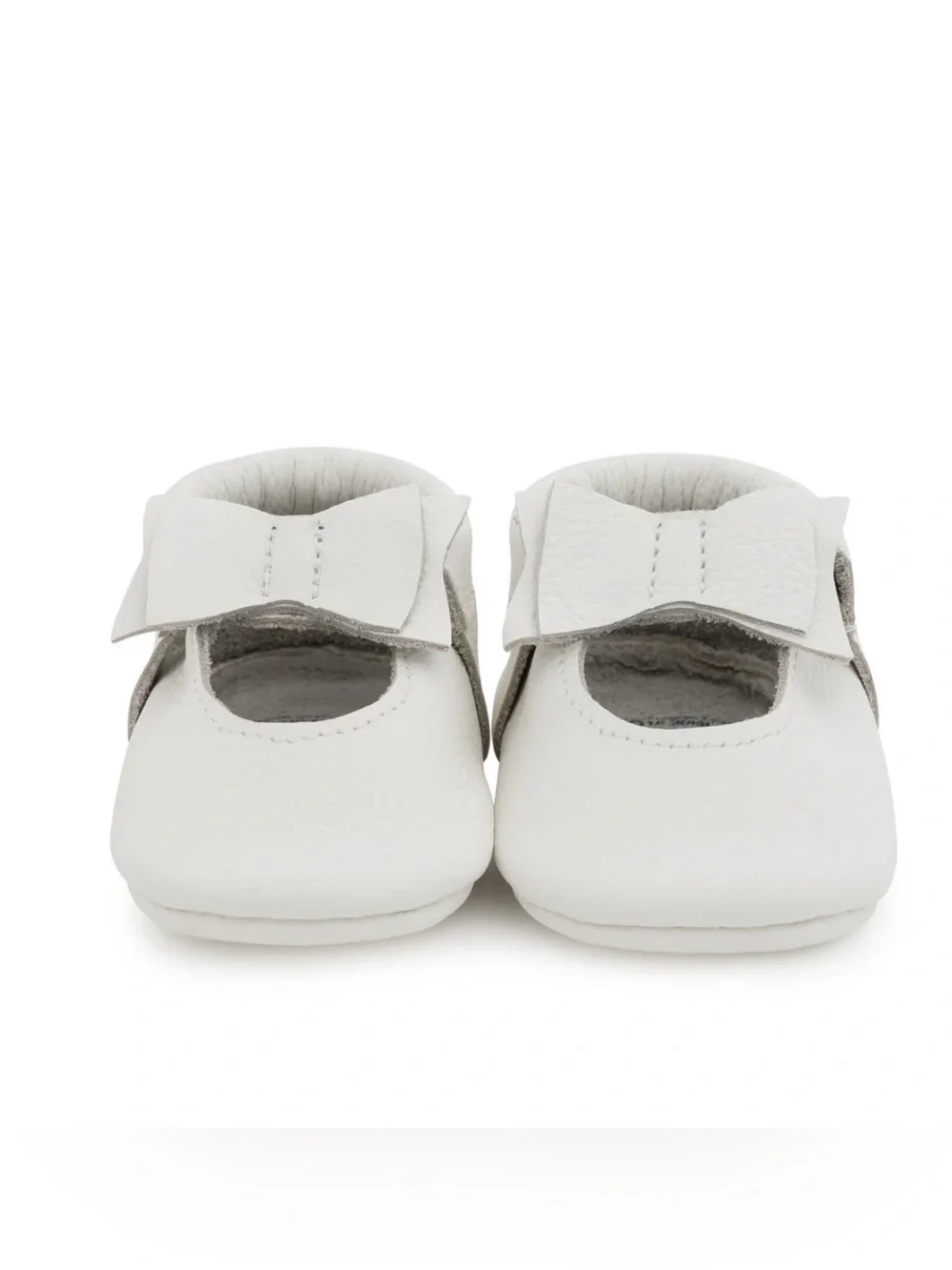 New BirdRock Moccasins Baby Girl White Bow Size 5.5 NWOT